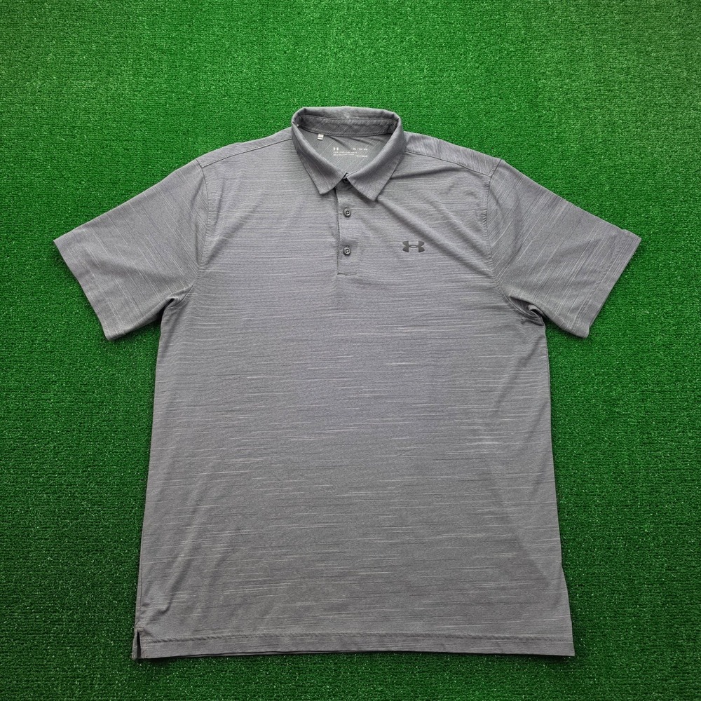 Under Armour HeatGear Performance Polo Shirt Mens XL Heather Gray Loose Golf‎